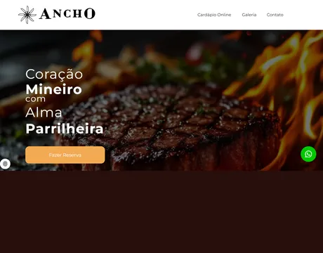 Página inicial do site Ancho