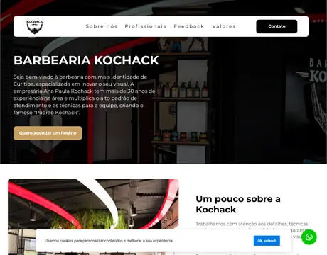 Página inicial do site Barbearia Kochack