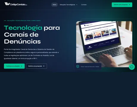 Página inicial do site Código Conduta