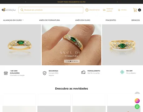 Página inicial do site Confraria das Alianças