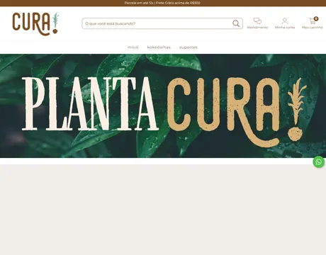 Página inicial do site CURA! Kokedamas