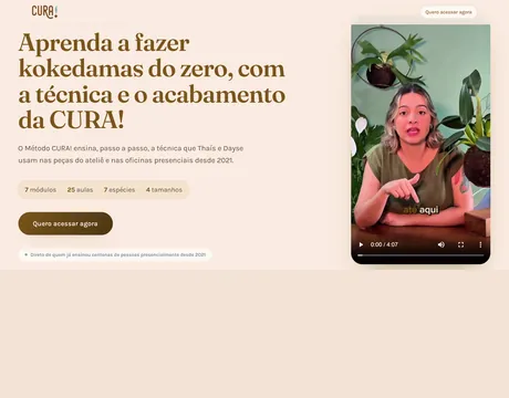 Página inicial do site Método CURA!