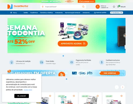 Página inicial do site Dental MedSul