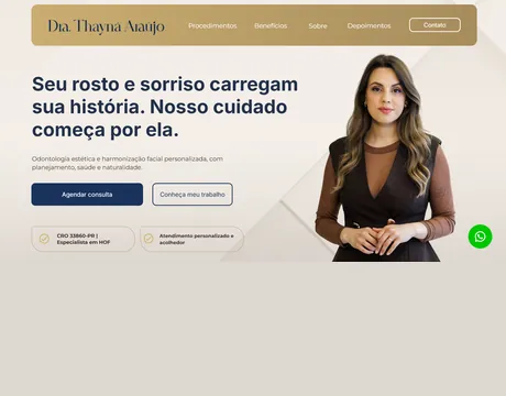 Página inicial do site Dra Thayna Araujo