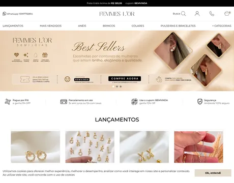 Página inicial do site Femmes Lor