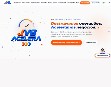 Página inicial do site JV8 Acelera