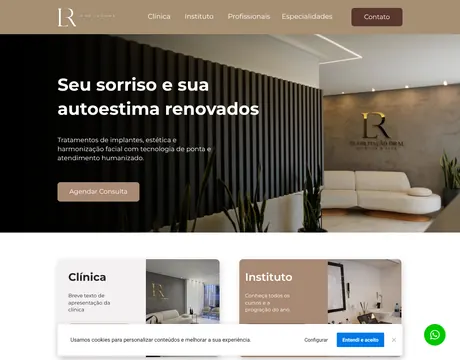 Página inicial do site LR Reabilitação Oral