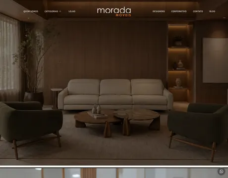 Página inicial do site Morada Móveis