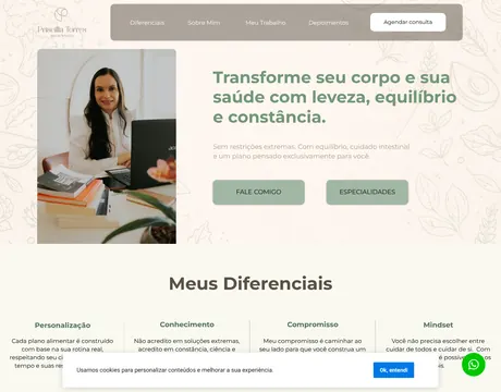 Página inicial do site Nutri Priscilla Torres