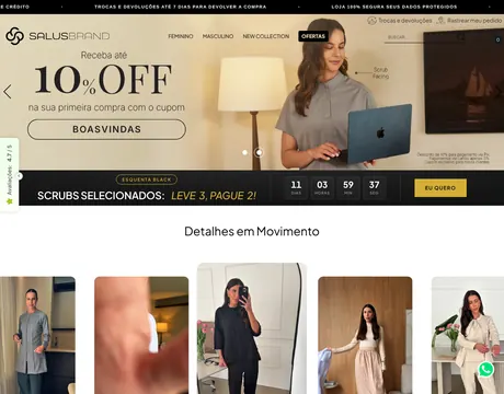 Página inicial do site Salus Brand