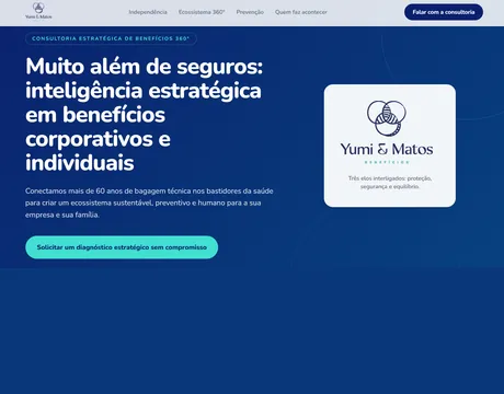 Página inicial do site Yumi & Matos